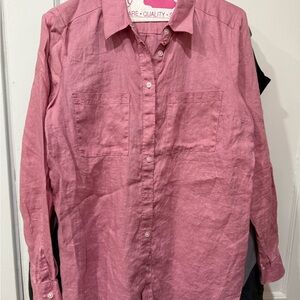 Women’s Boden 100% Linen Button Down Long Sleeve Pink Blouse EUC Size 4